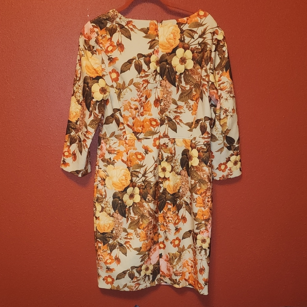 Talbots Floral Dress in Orange and Cream - Picture 4 of 4
